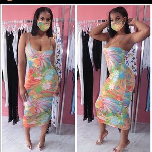 Floral Maxi Dress with MASK to match